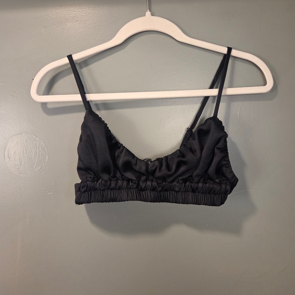 Forever 21 Women's Satin Unpadded Bralette Size S Black 25" Bust